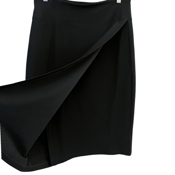 Eileen Fisher Size Small Black Washable Crepe Stretch Faux Wrap Pencil Skirt - Picture 5 of 10